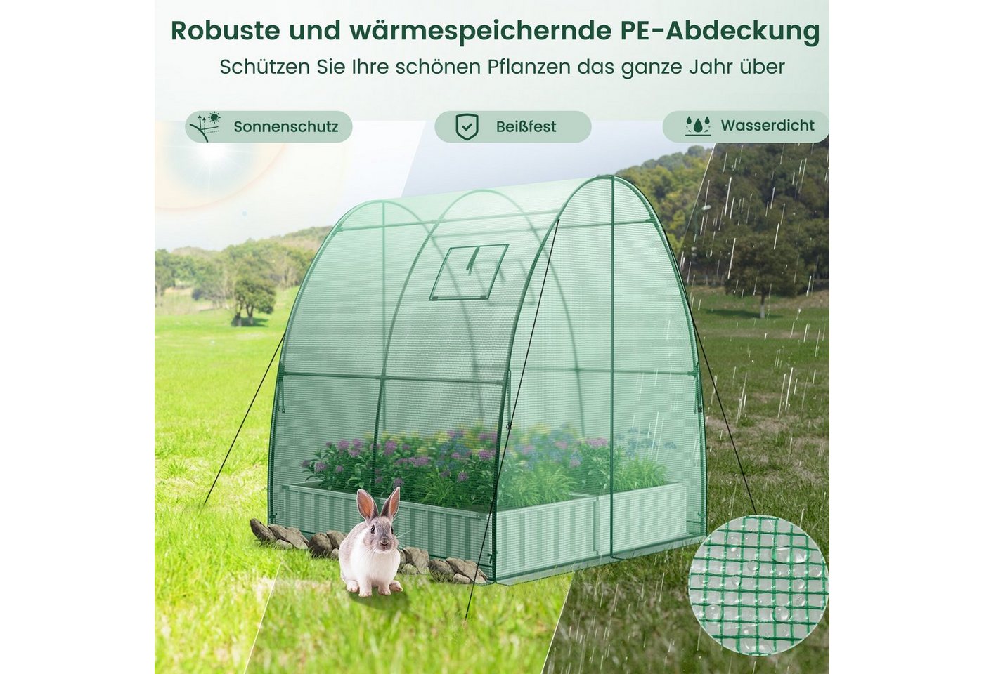 Thumbnail - COSTWAY Foliengewächshaus Gewächshaus, BxTxH: 181 x 181 x 200,00 cm, mit 2 Türen & 2 Netzfenstern