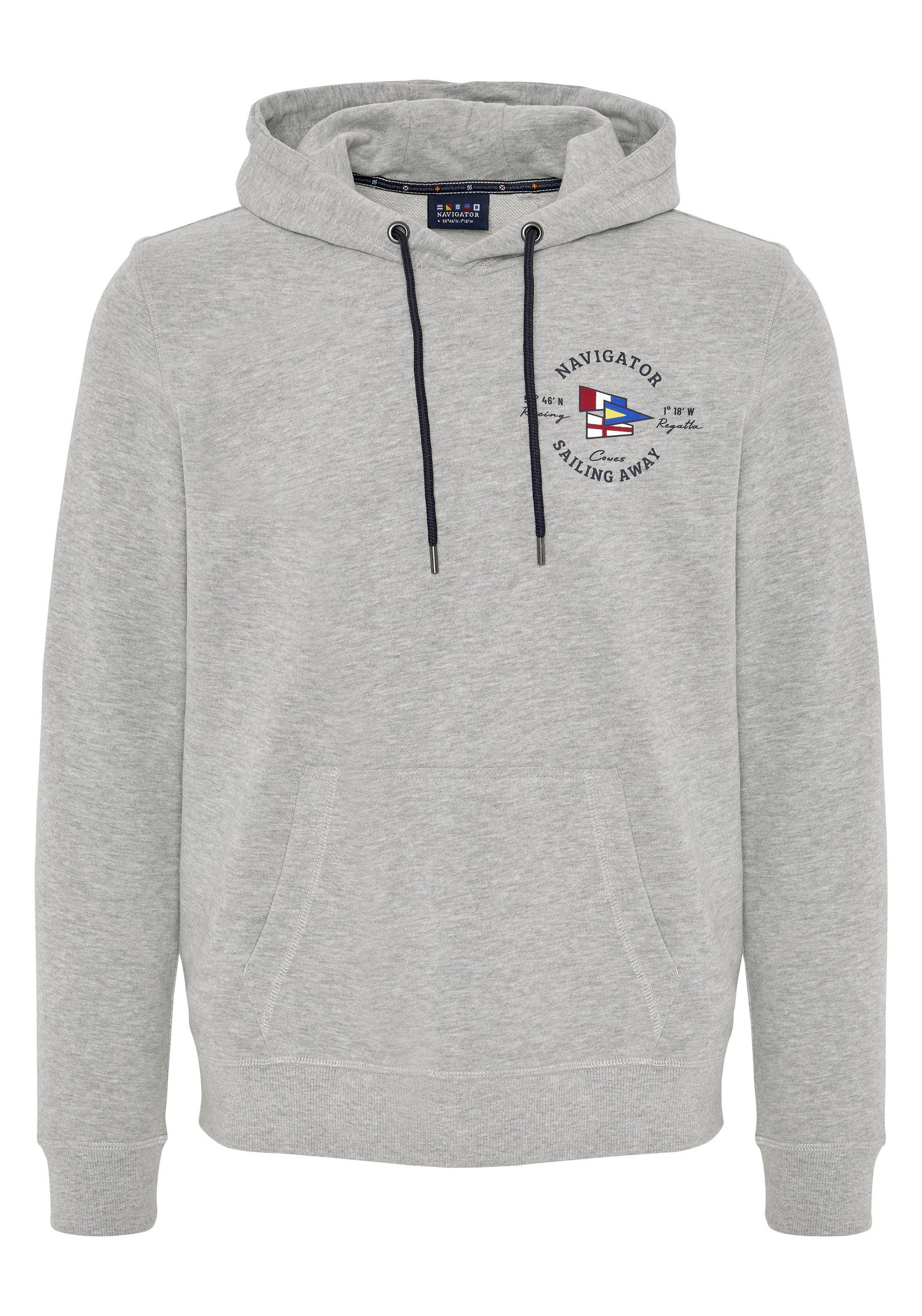 NAVIGATOR Kapuzensweatshirt mit dezentem Frontprint, GOTS M Neutr. Gray