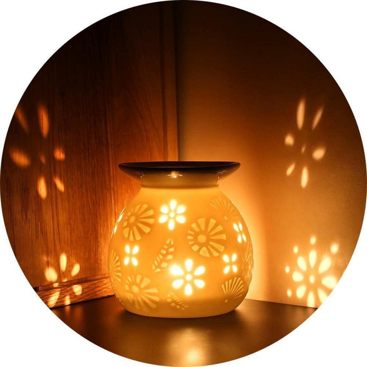 LuxusKollektion Duftlampe Aromalampe Teelichthalter Duftlampe Keramik Löffel Diffuser Typ2-weiß