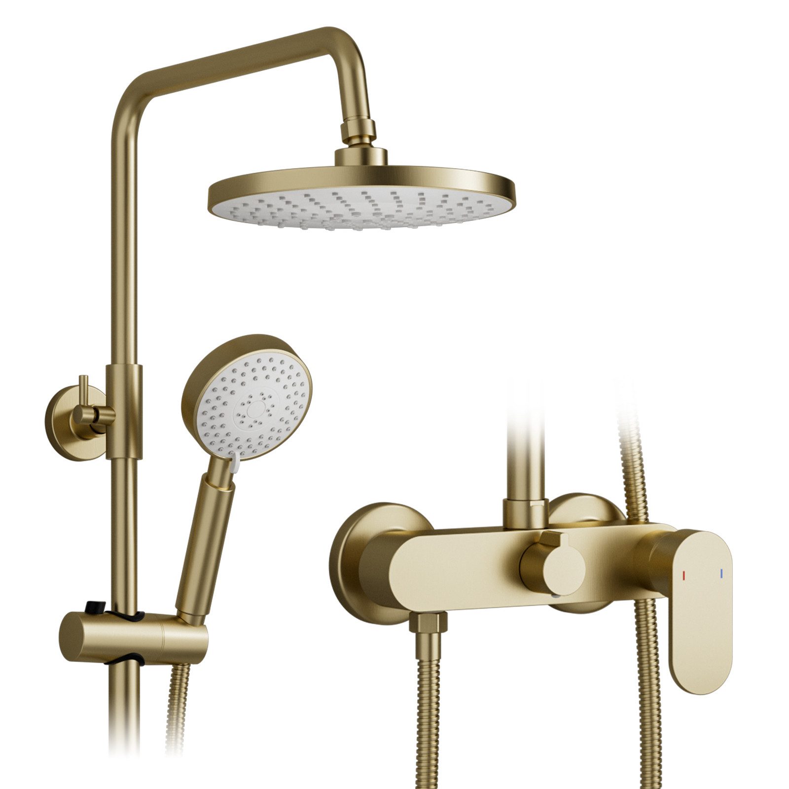 Oihpaw Duschsystem in gebürstetem Gold, 2-in-1-Wandbrauseset, günstig online kaufen