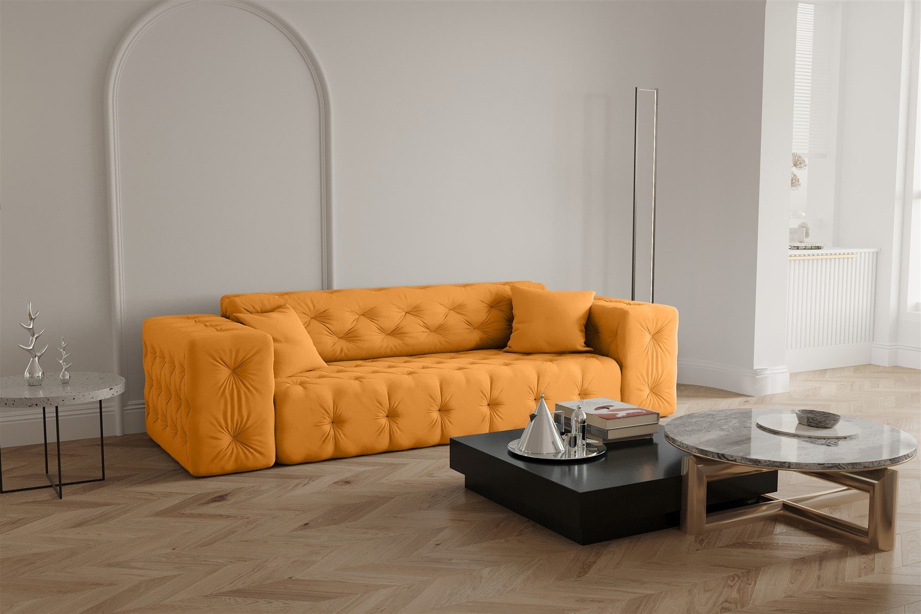 Velvet Designersofa Gelb Opera 3-Sitzer CHANTAL in Sofa Stoff Sofa Fun Möbel