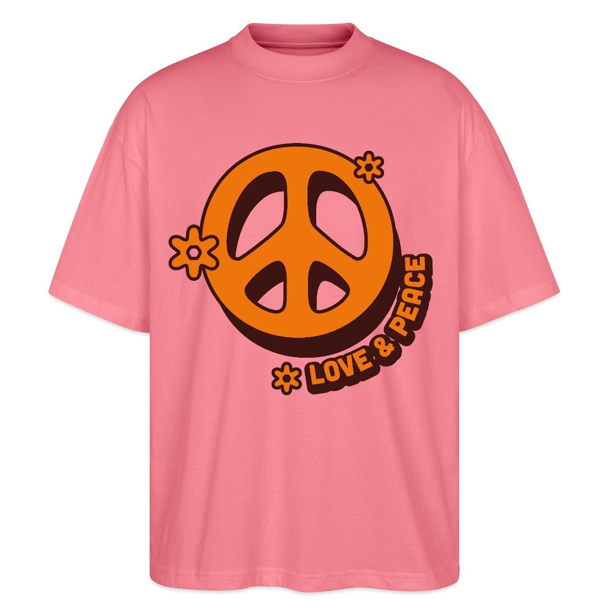 T-Shirt Love And Peace Retro Hippie Style Design Y2K Oversize Unisex T-Shirt