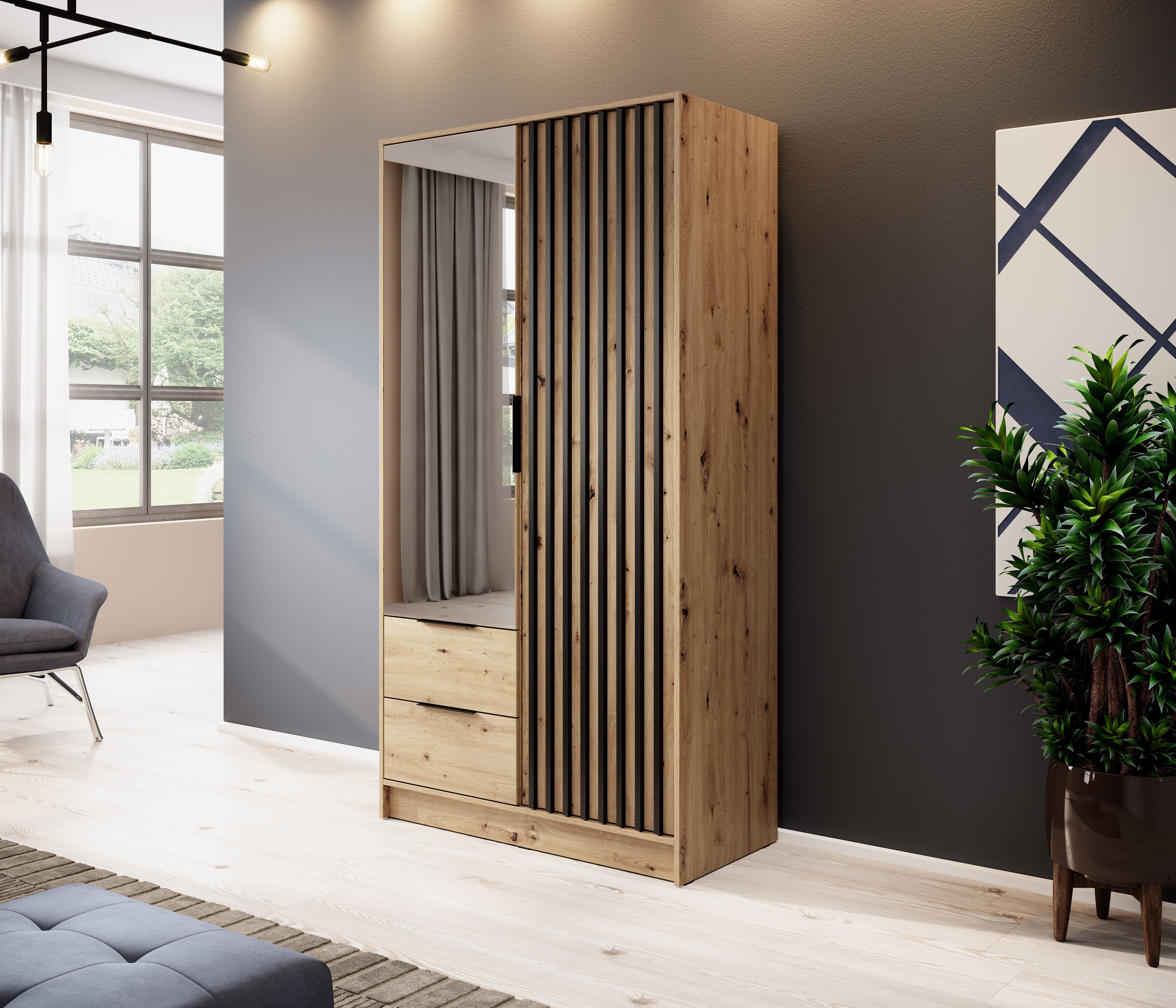 MOEBLO Kleiderschrank JOHN (Latten aus Holz, günstig online kaufen