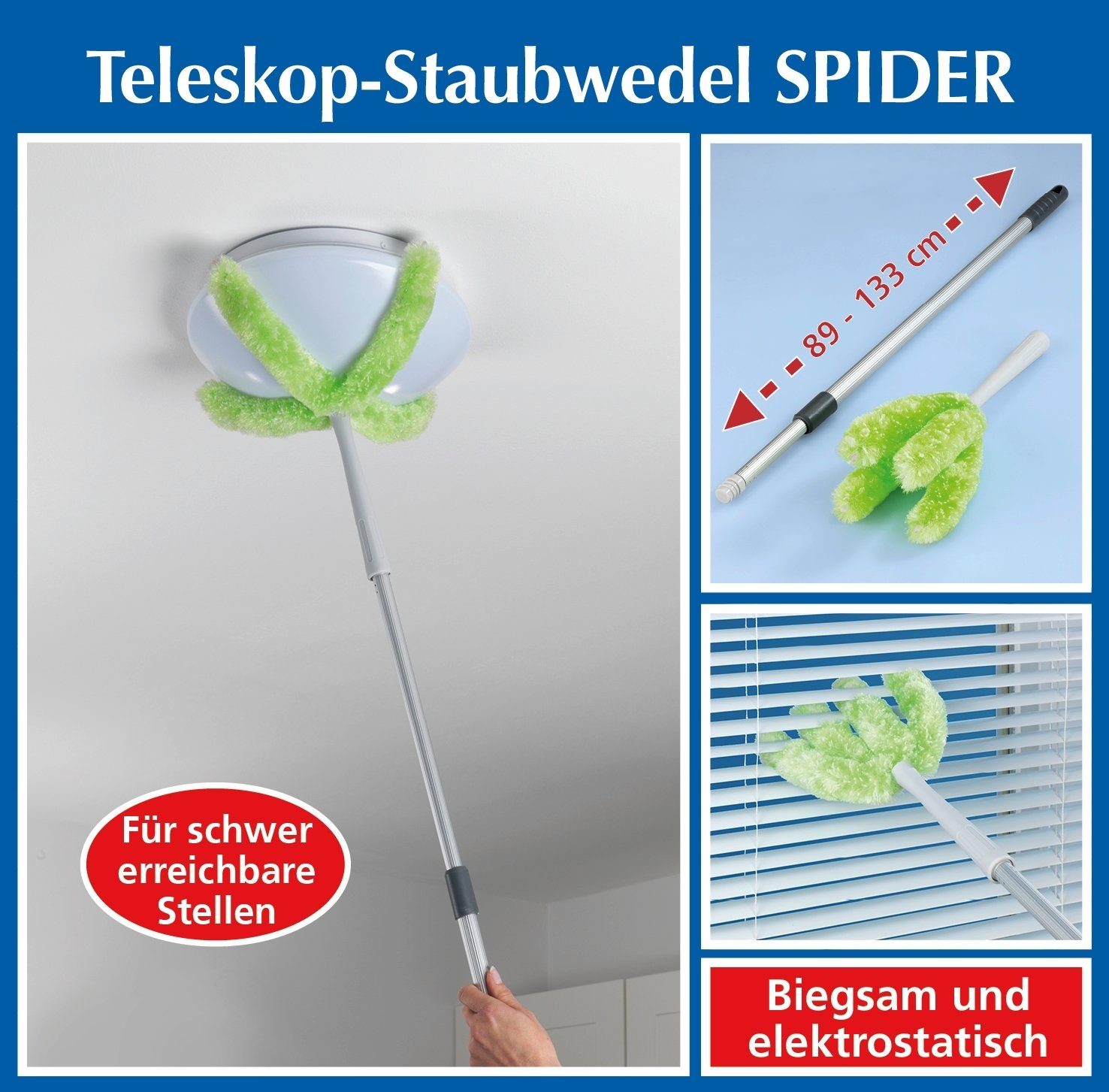 Maximex Staubwedel Teleskop Staubwedel SPIDER Ø: 6 cm x H: 89-133 cm