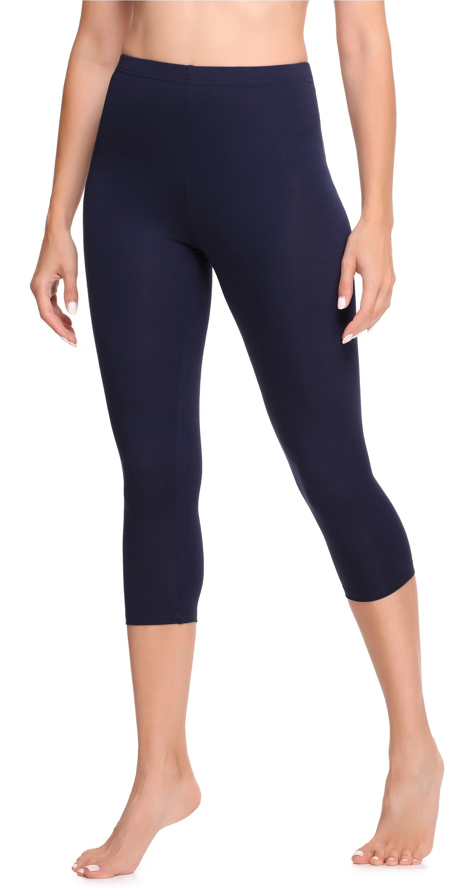 Ladeheid Leggings Damen Leggings elastischer Bund Marineblau LA40-202 Viskose 3/4 aus (1-tlg)