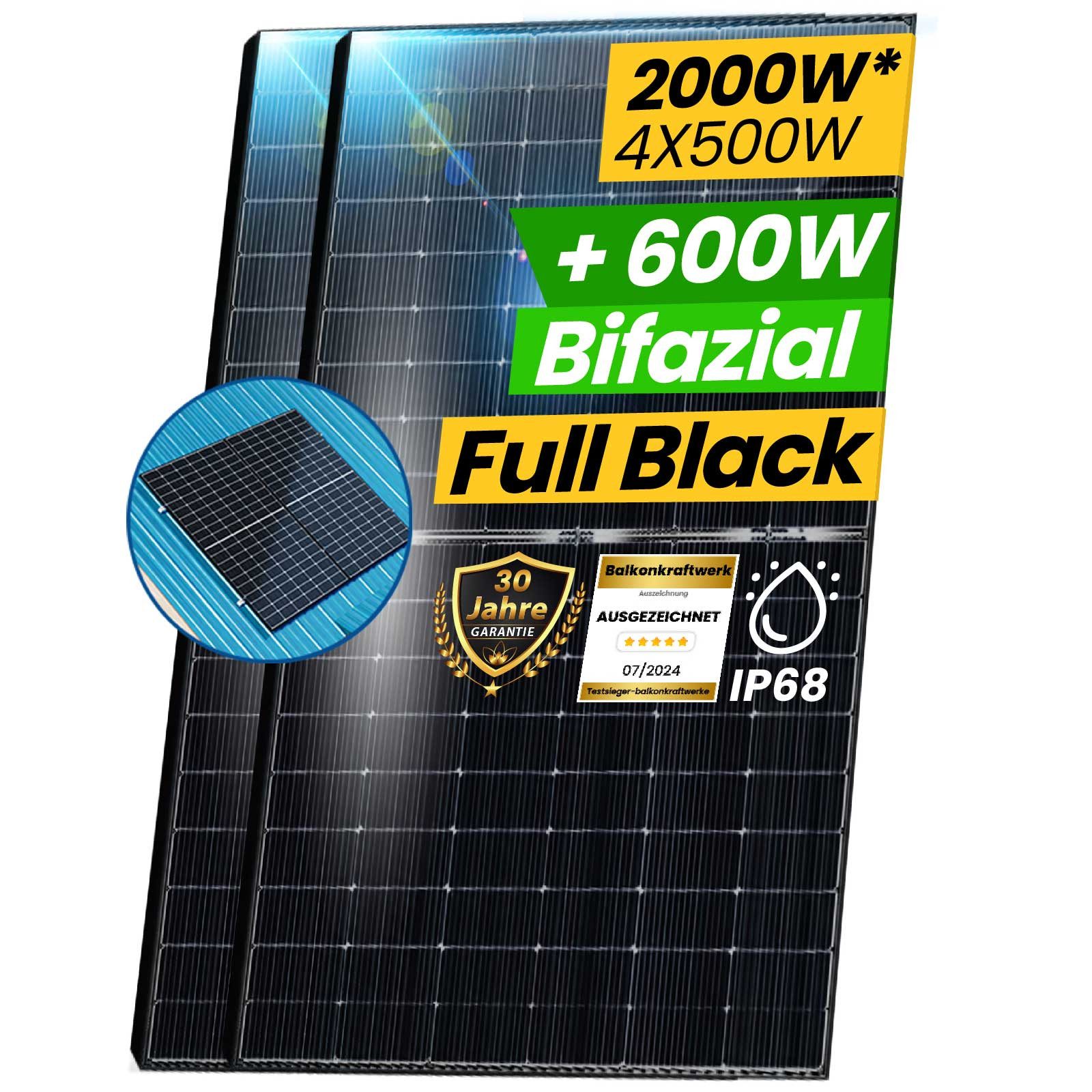 Thumbnail - EPP.Solar Solaranlage 2000W Bifazial Solarmodule Komplettset mit Halterung, 2000,00 W, Monokristallin, (4x 500W Bifazial...