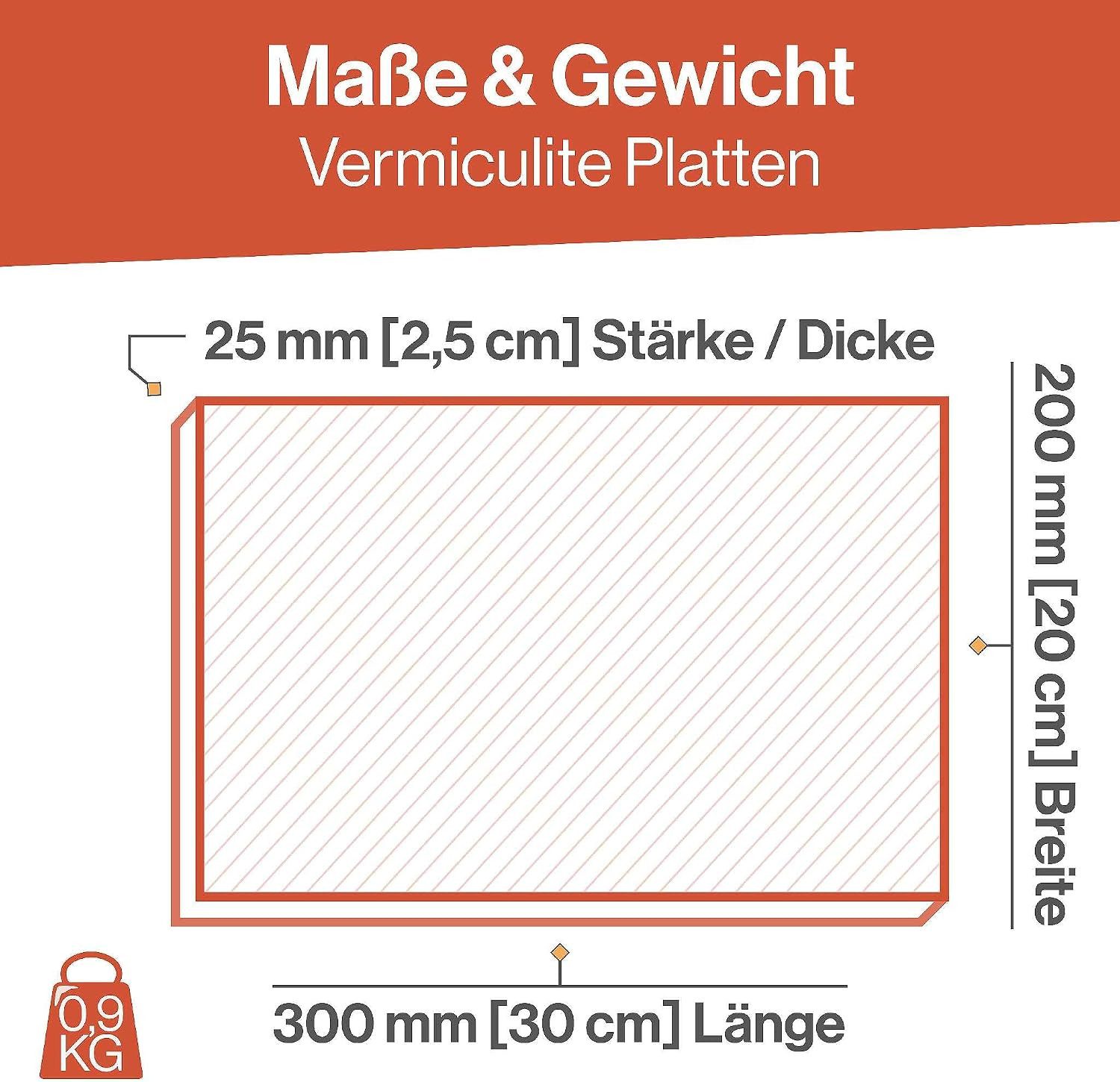 Feuerfest 123 GmbH Feuerraumplatten Vermiculite Platte 300x200x25mm 600KG/m³, - Hitzebeständig bis 1.150 °C - Brandschutzplatte Feuerraum – Bild 2 von 5