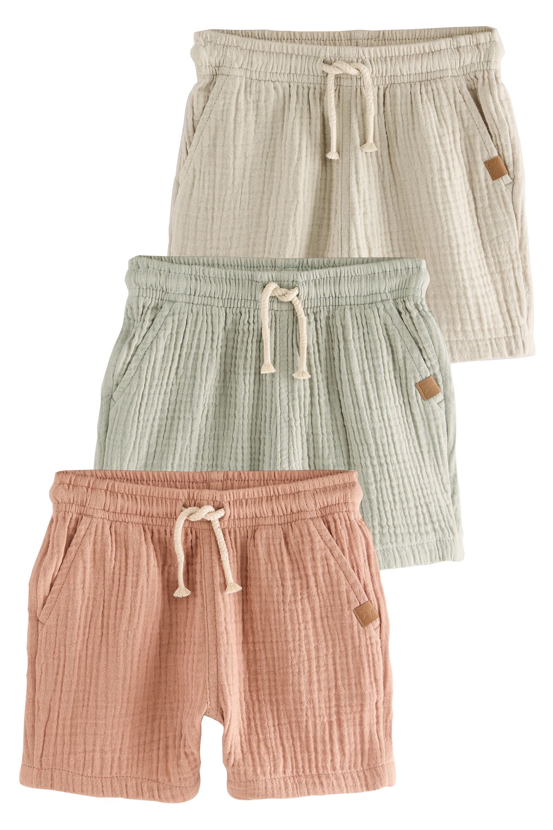 Next Shorts Weiche, strukturierte Baumwoll-Shorts, 3er-Pack günstig online kaufen