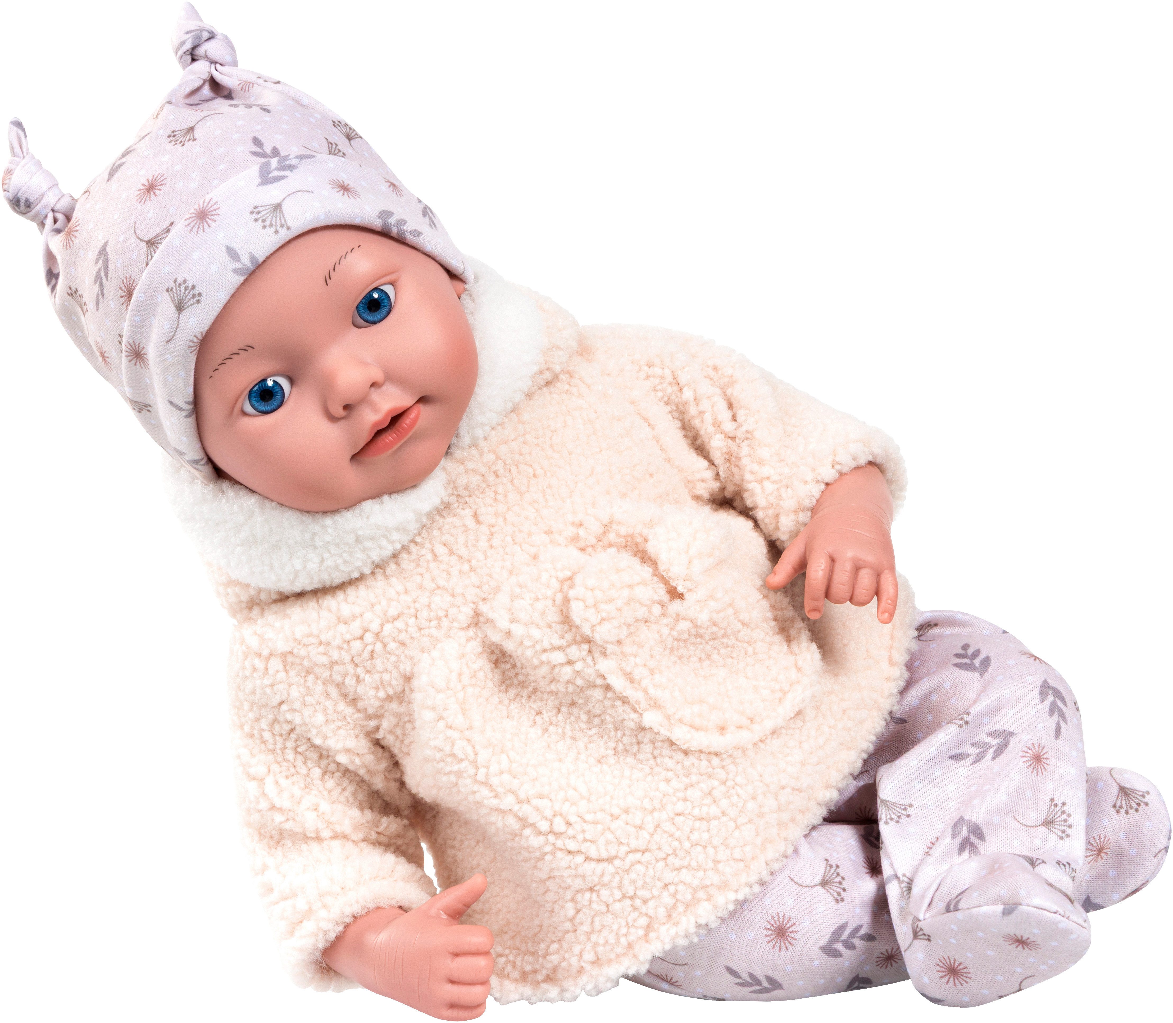 Bayer Babypuppe Reborn 38 cm Set beige, sieht aus wie ein echtes Baby