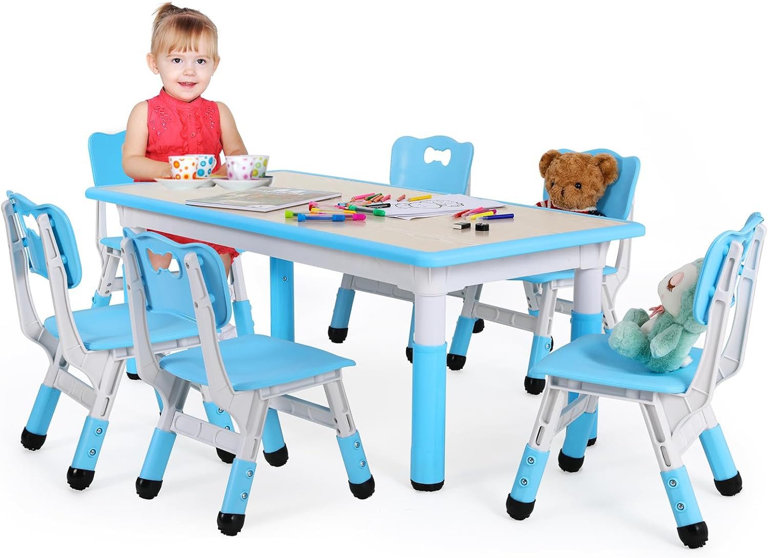 TLGREEN Kindersitzgruppe Kindertisch mit 4 Stühlen, günstig online kaufen