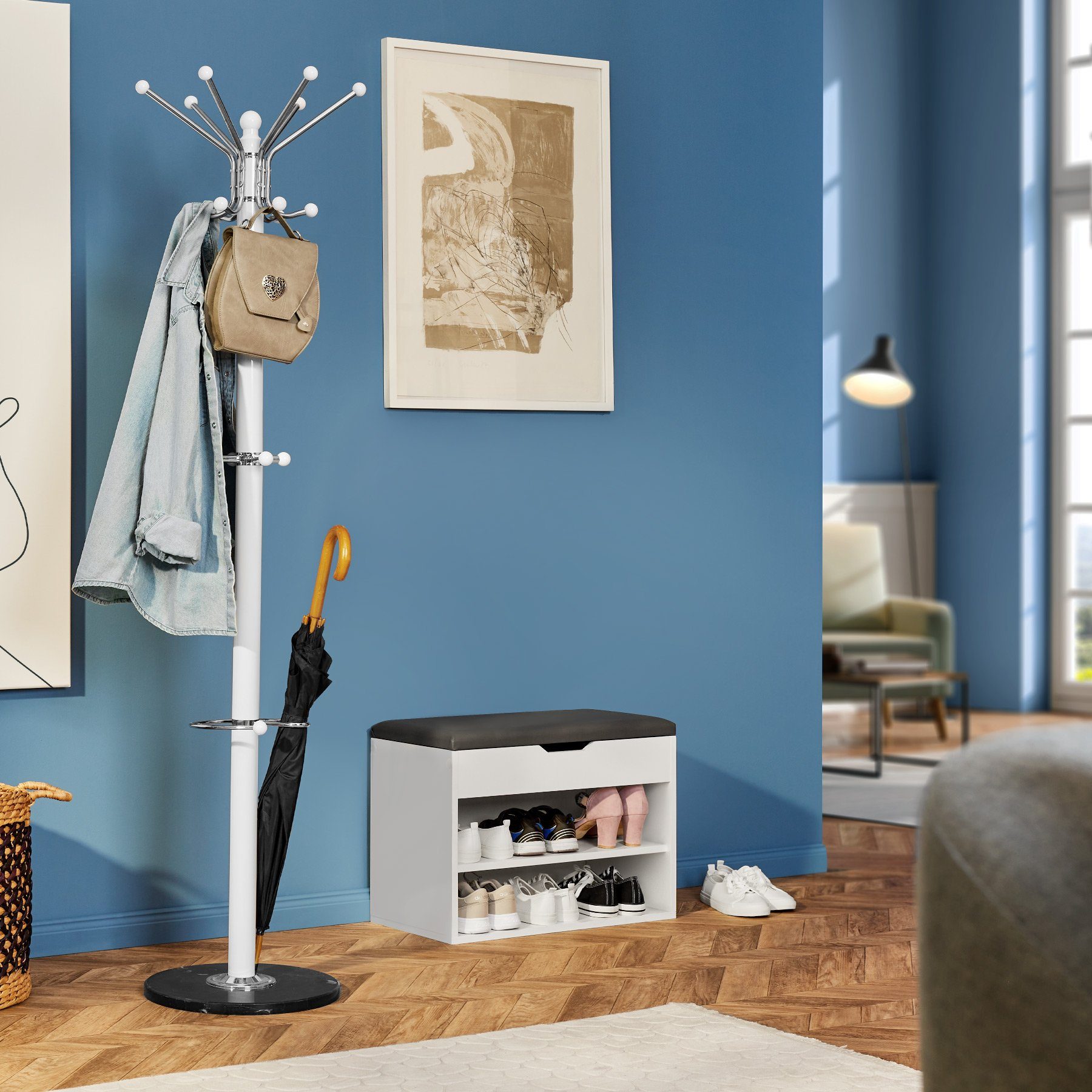 tectake Garderobenständer Kleiderständer, aus Metall und Marmor günstig online kaufen