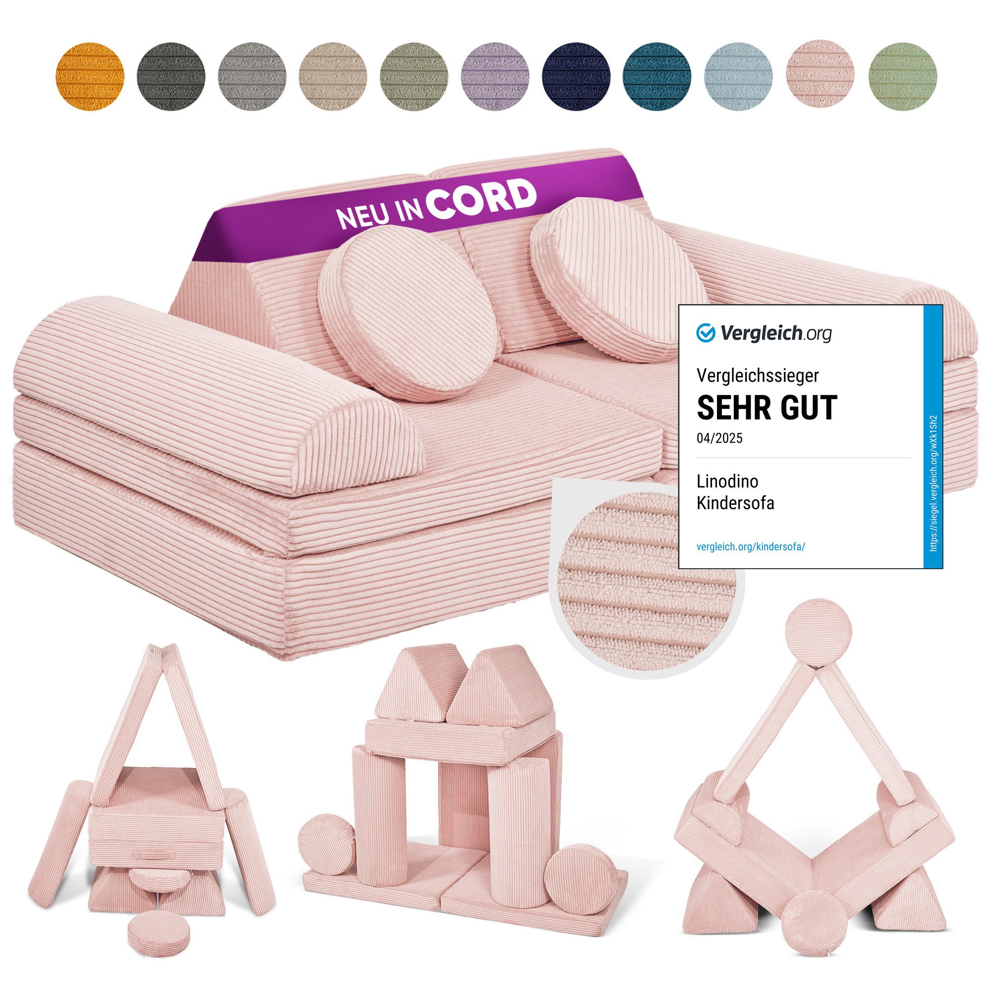 Linodino Kindersofa Spielsofa I Schaumstoff Stapelsteine günstig online kaufen