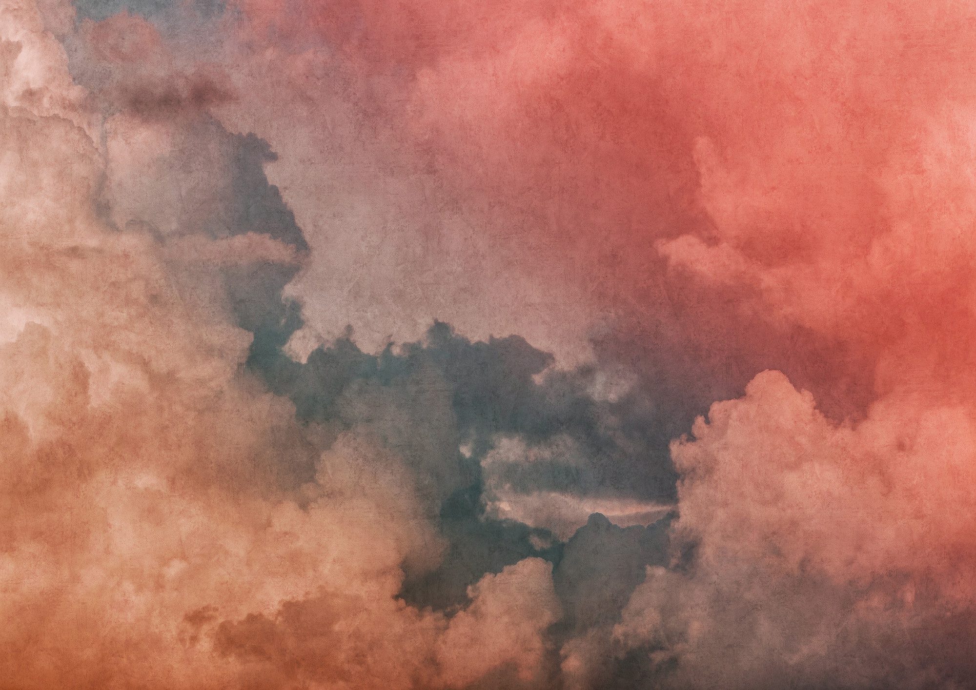 Rasch Fototapete Wolken & Himmel Aquarelloptik - Vliestapete Rot, bedruckt, Aquarelloptik, (1 Rolle, 1 St., Kollektion 'Magicwalls' - 3 m x 4,24 m), Lichtbeständige Farben - Feucht abwischbar - Restlost abziehbar