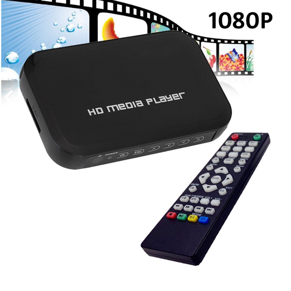 Bolwins A28C USB SD MMC HDMI VGA AV YPbPr Media Player +IR Fernbedienung 1080p Kompaktanlage (1080P, n.V., Multimedia Player, 0 GB Festplatte, 1080p HD Wiedergabe, HDMI / VGA / YPbPr / AV Ausgänge)