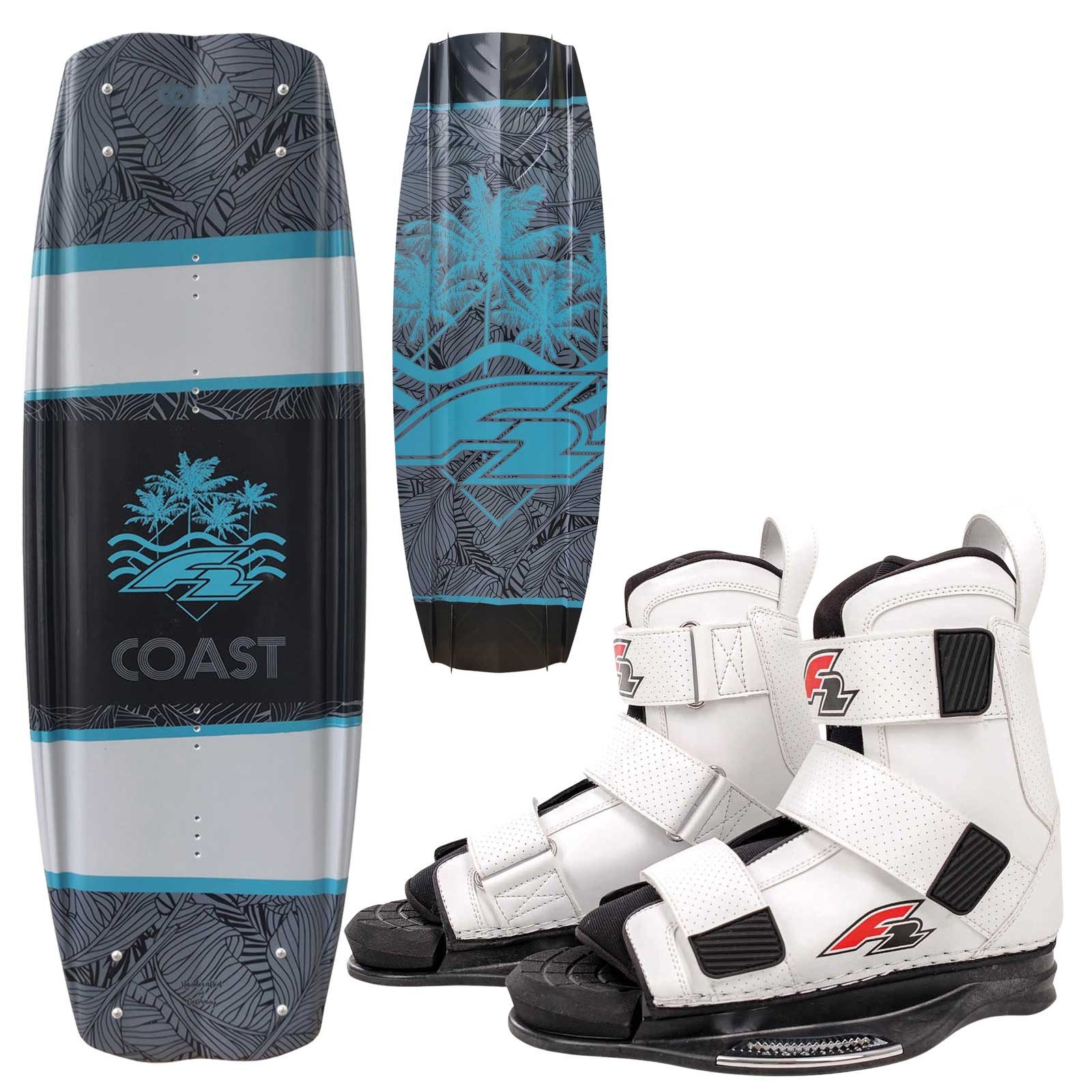 F2 Wakeboard F2 Set Wakeboard Coast Classic Grau 144cm mit Bindung Team Boot Weiss, Wakeboard, (Set, Wakeboard mit Bindung), Set