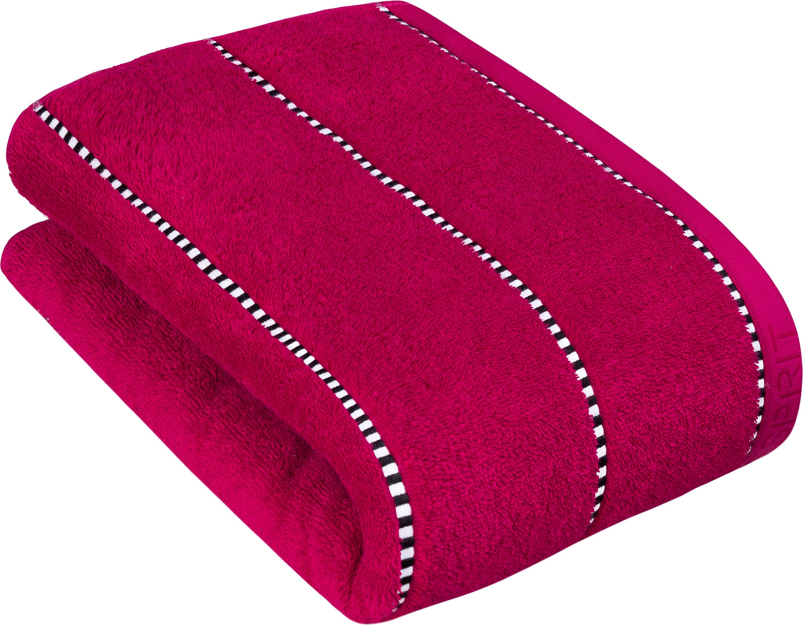 Stripes, hohe Saugfähigkeit Box Walkfrottier Esprit raspberry Duschtuch (1-St),