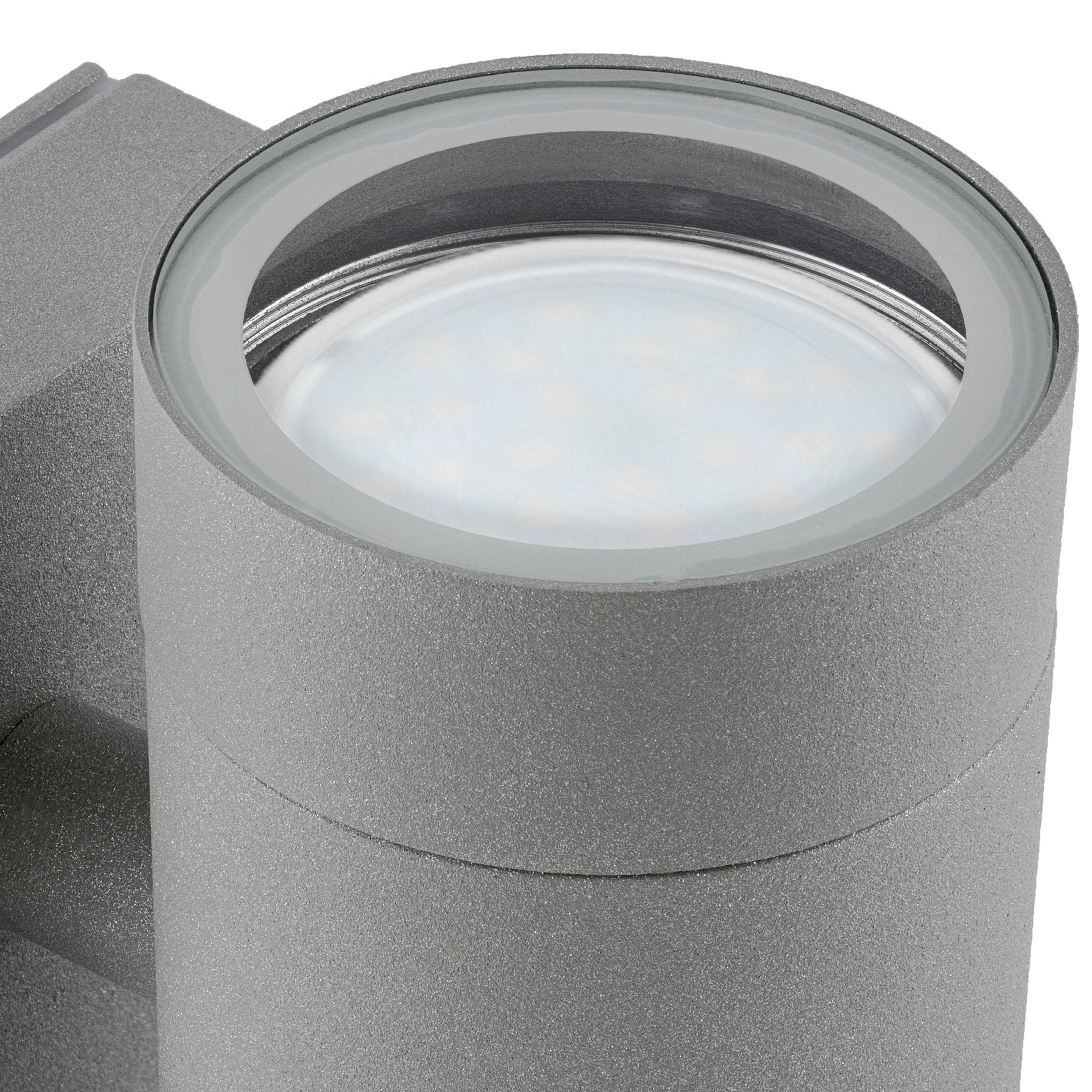 SSC-LUXon LED Außen-Wandleuchte Monto LED Aufbau Wandlampe Up & Down in grau IP54 mit 2 GU10, Neutralweiß