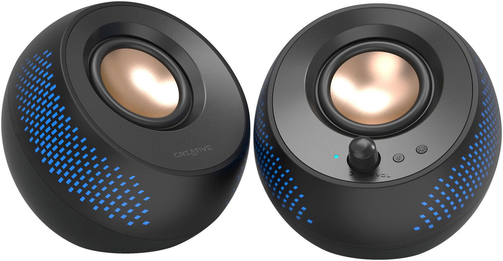 Creative Pebble X 2.0, Bluetooth 5.3, USB-C, RGB-Beleuchtung PC-Lautsprecher (Kabelloses Streaming)