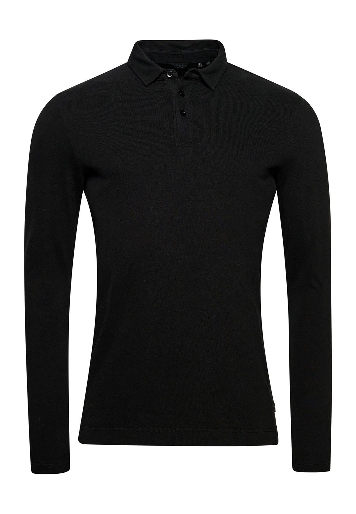 Superdry Langarm-Poloshirt Superdry Herren Longsleeve STUDIOS L/S JERSEY POLO Black Schwarz