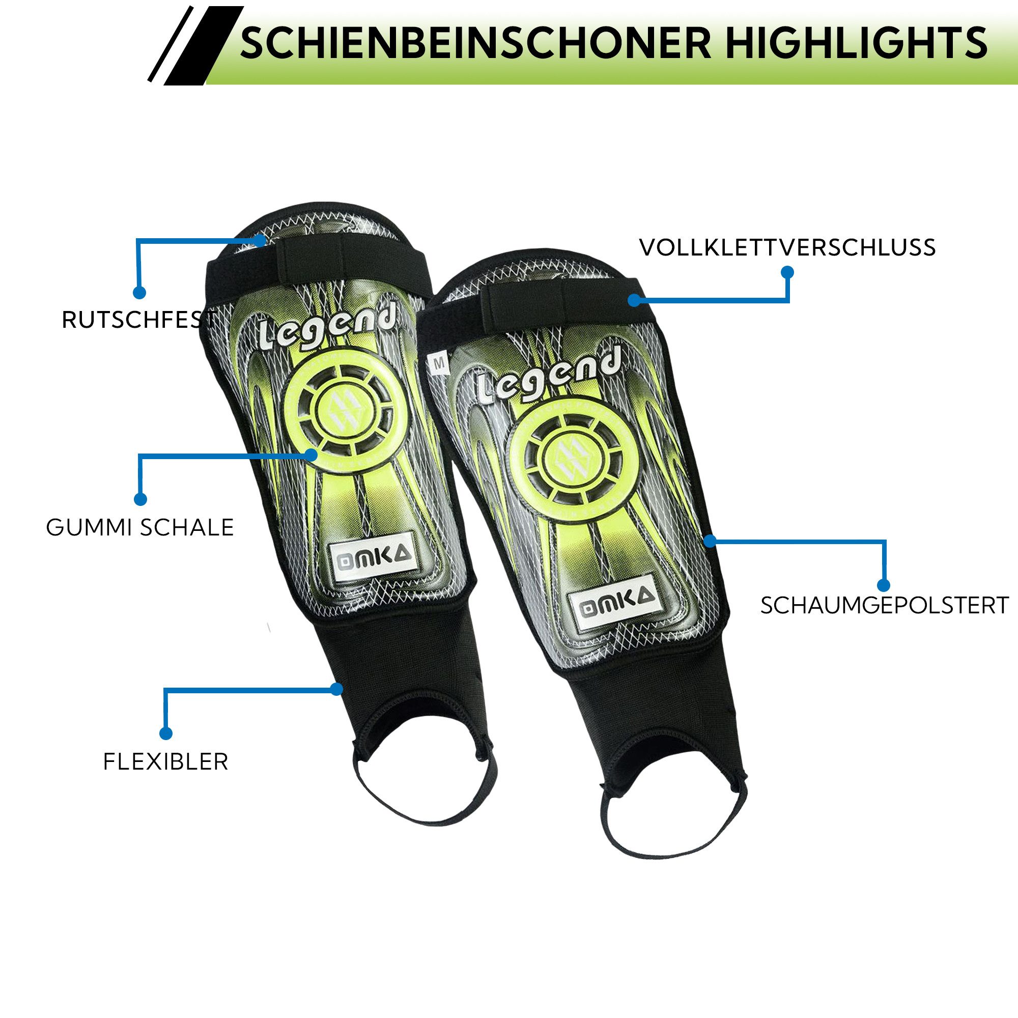 OMKA Fußball Schienbeinschoner OK400, Shinguard Schienbeinschoner Fußball-Schützer – Bild 4 von 5