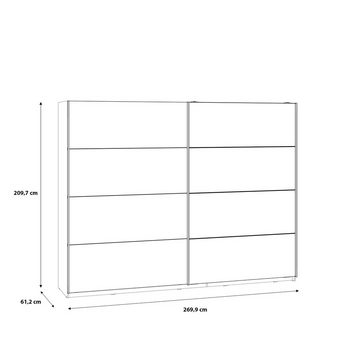 freiraum Kleiderschrank Jacky in Script-Schlammeiche/Spiegel B/H/T ca.269,9x209,7x61,2cm