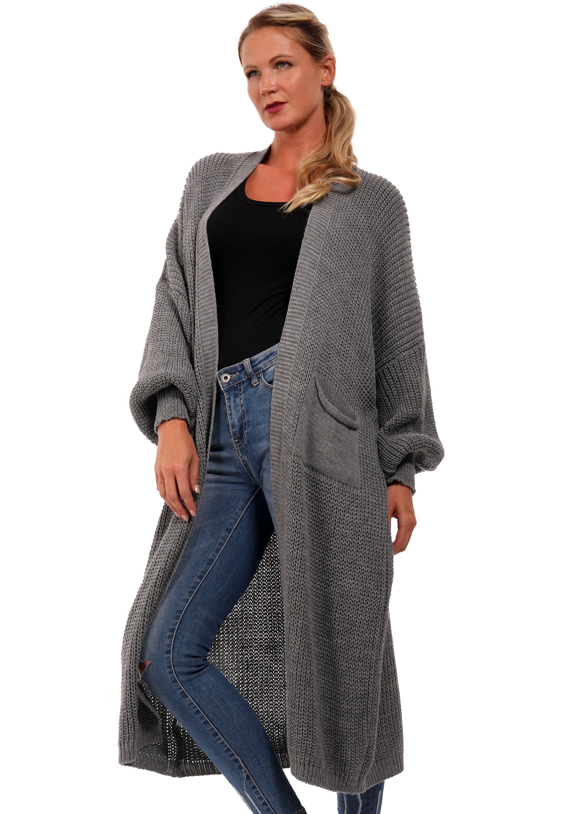 YC Fashion & Style Strickmantel Cardigan Strickjacke Casual verschlusslos Jacke One Size (1-tlg) Oversize Strickmantel mit Taschen