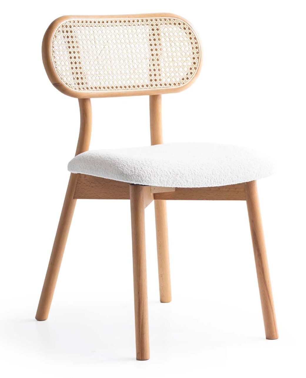JVmoebel Esszimmerstuhl Stuhl Modern Beige Weiß Gepolstert Wiener Geflecht Holz Küchenstuhl, Made in Europa