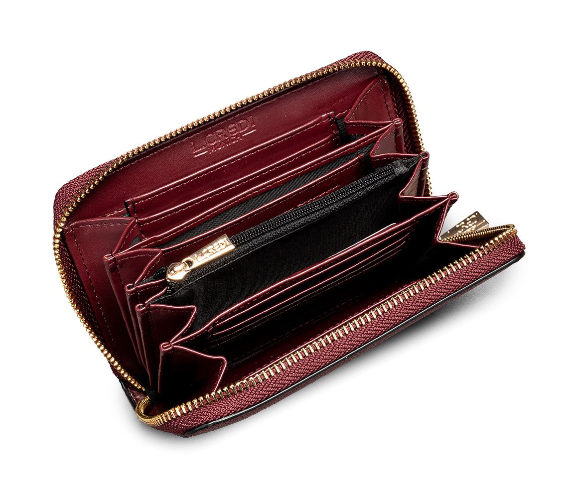 L. CREDI Geldbörse Zip Around Wallet, mit RFID-Blocker Schutz