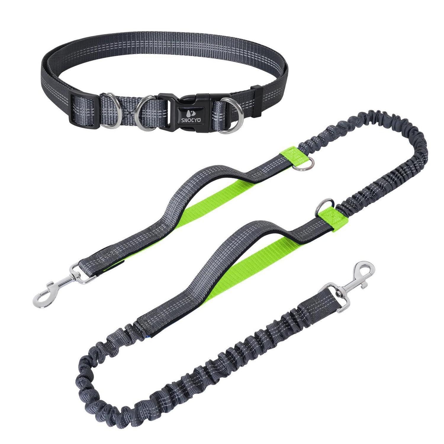LuxusKollektion Hands-free-Leinen Joggingleine Hunde mit Bauchgurt 2in1 Grau/Hellgrün, Textil (1-tlg)