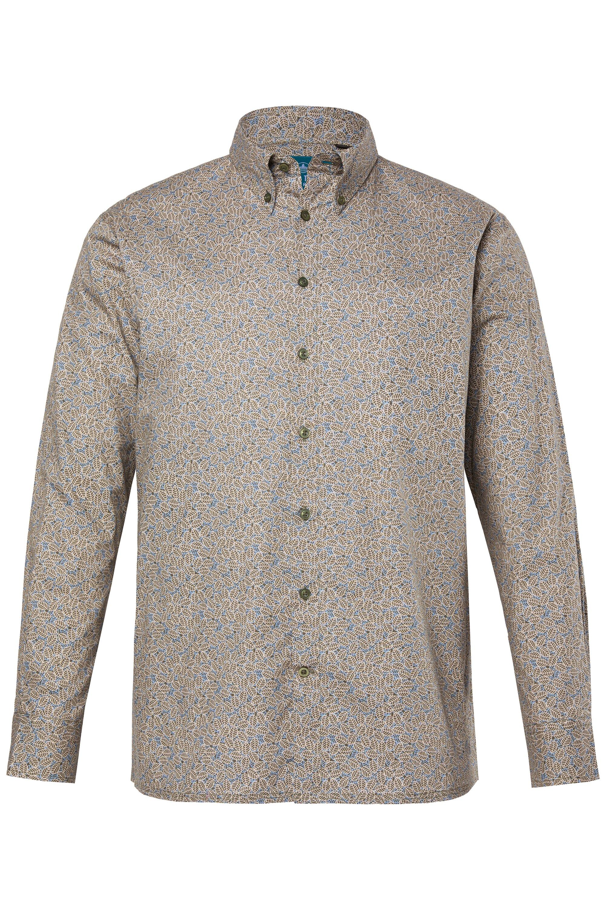 Boston Park Businesshemd Hemd Langarm Buttondown-Kragen Alloverprint