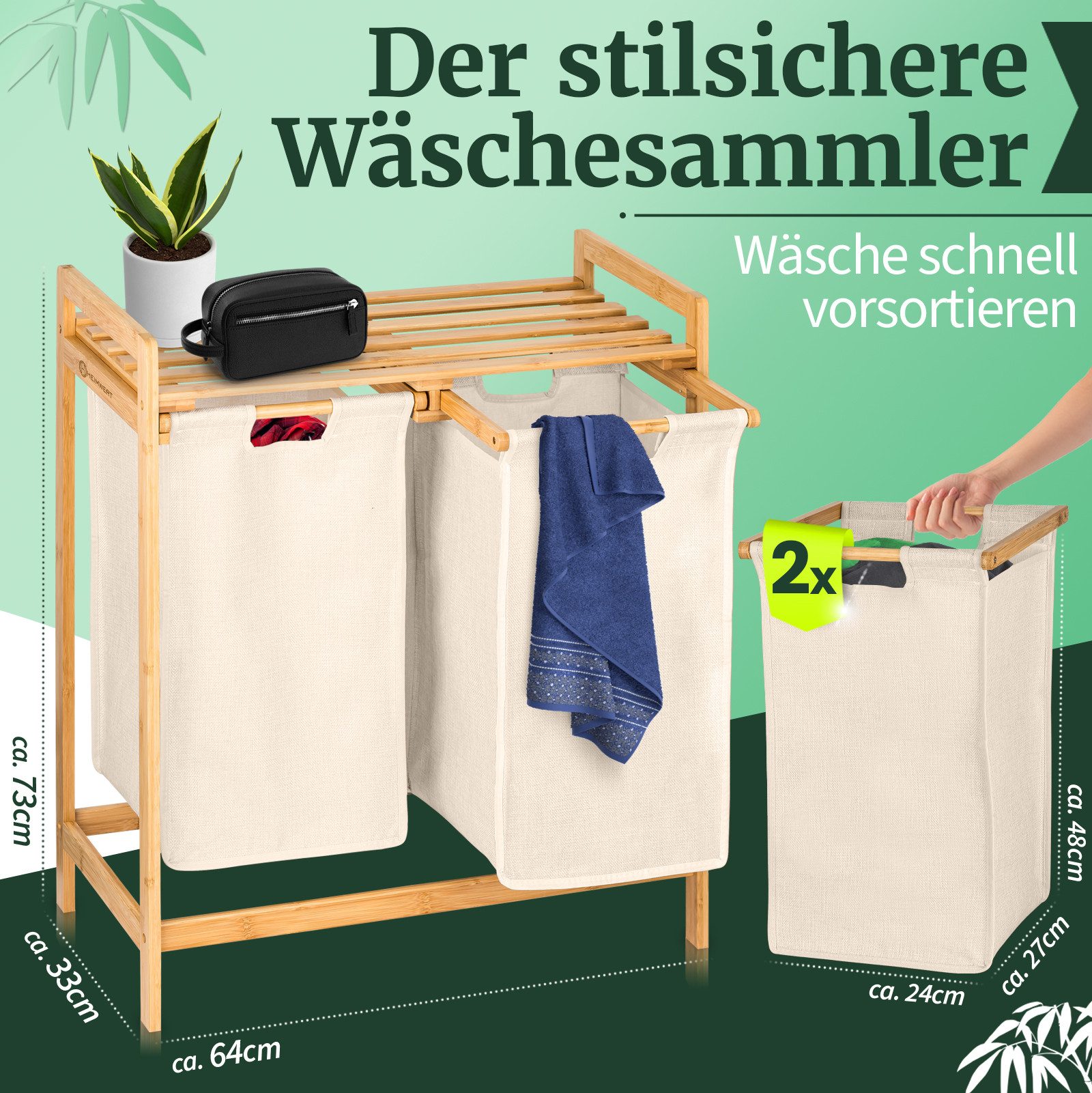 HEIMWERT Ausziehwäschekorb Wäschekorb Wäschesammler, ausziehbarer Wäschekor günstig online kaufen