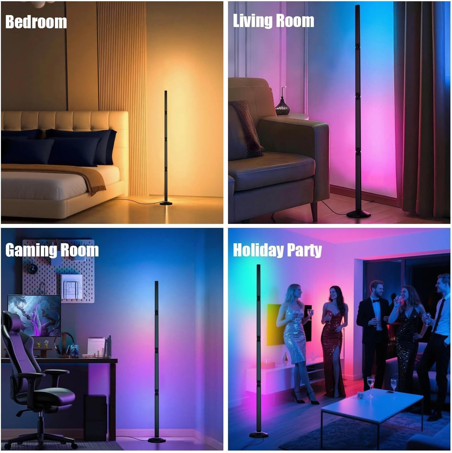 Toomoke LED Stehlampe LED Stehlampe,RGBICWW Stehlampe,Musiksynchronisation,DIY-Modus,Faltbar, WeiBes Licht, Warmes Licht, Naturliches Licht, RGB, für Wohnzimmer,Schlafzimmer,Party,Spiel,Lesen