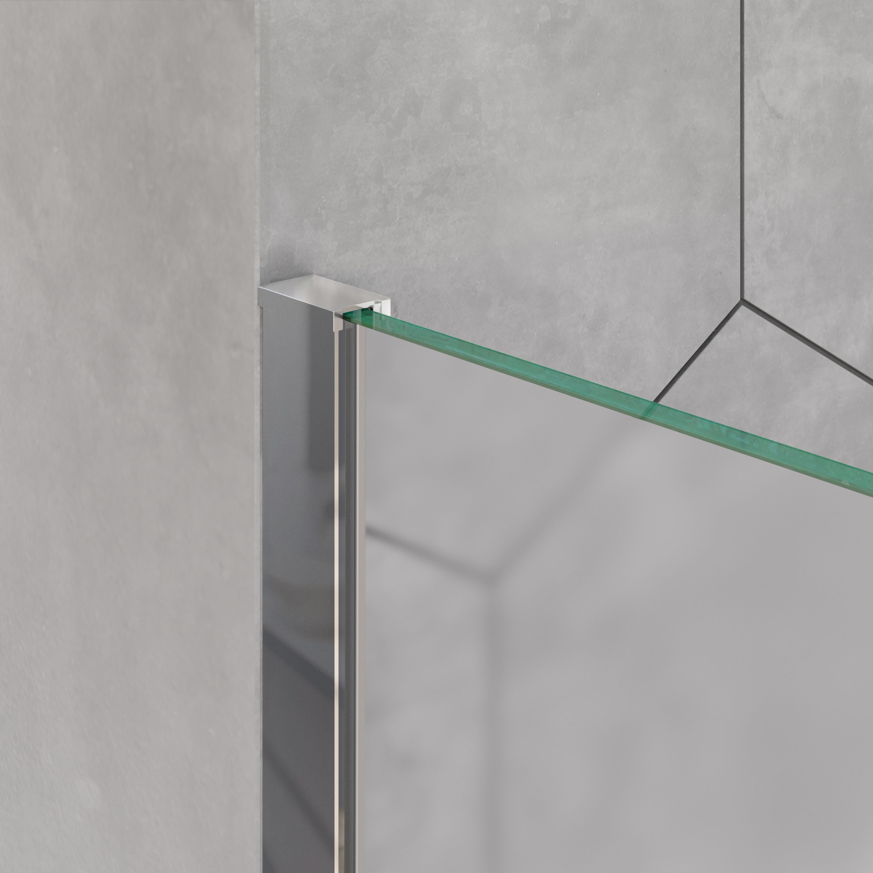 Bernstein Walk-in-Dusche EX101, Einscheibensicherheitsglas (ESG), (1 tlg), Milchglas, 10 mm, rahmenlos, Profil Chrom