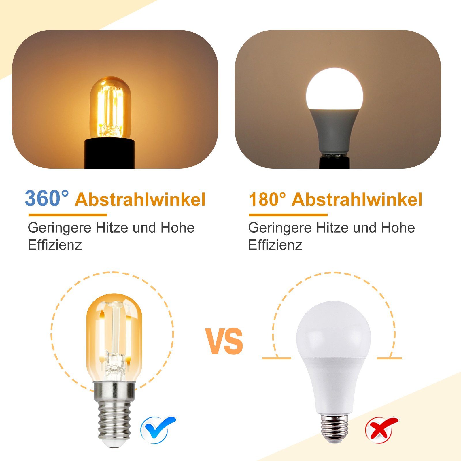 Nettlife LED-Leuchtmittel LED Leuchtmittel E14 Vintage Glühbirnen T22 Lampe Birnen 2W, E14, 4 St., Warmweiß, 2700K – Bild 3 von 5