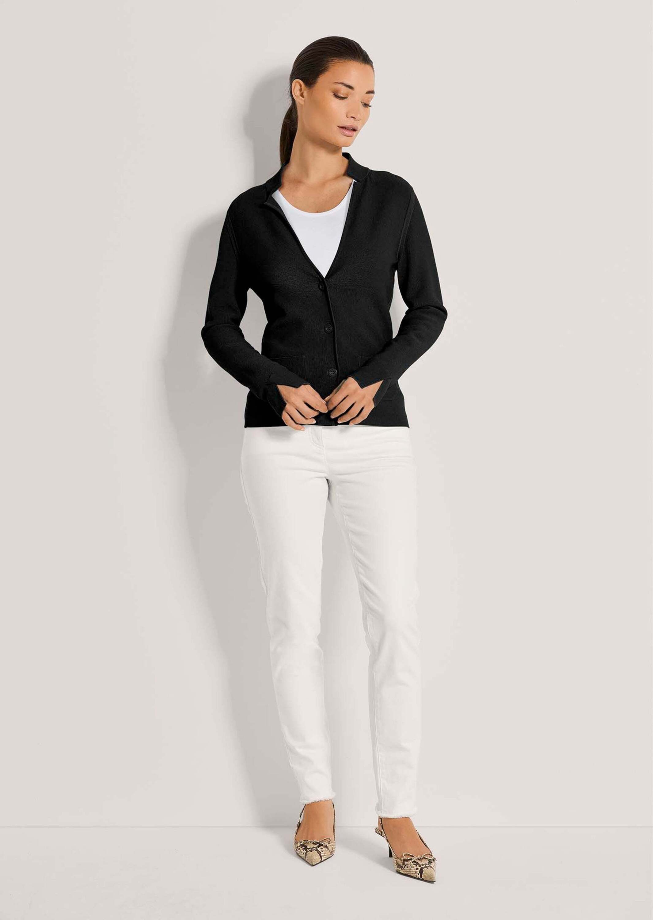 MADELEINE Strickjacke Sportiver Blazer mit Stehkragen Viskoseblazer mit auf günstig online kaufen