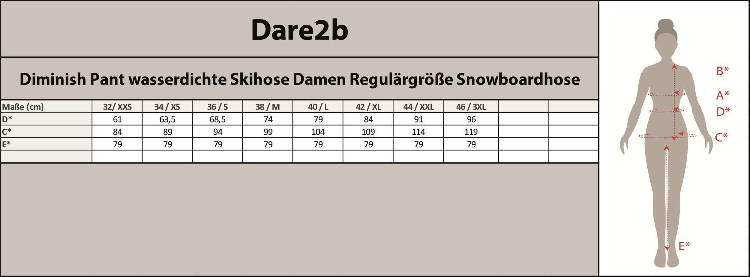 Diminish Skihose Snowboarden, Dare2b wasserdicht, für Black Damen, Rodeln