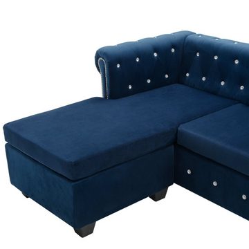 vidaXL Sofa Chesterfield Sofa L-förmig Samtbezug 199x142x72 cm Blau