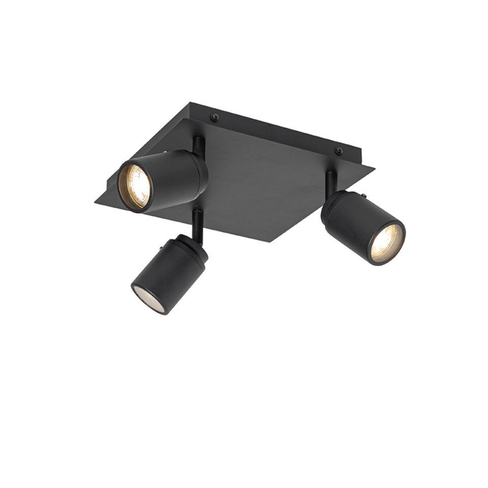 Qazqa LED Aufbaustrahler Ducha, ohne Leuchtmittel, Warmweiß, QAZQA Aufbau­spot, gu10, Schwarz, Stahl, Modern