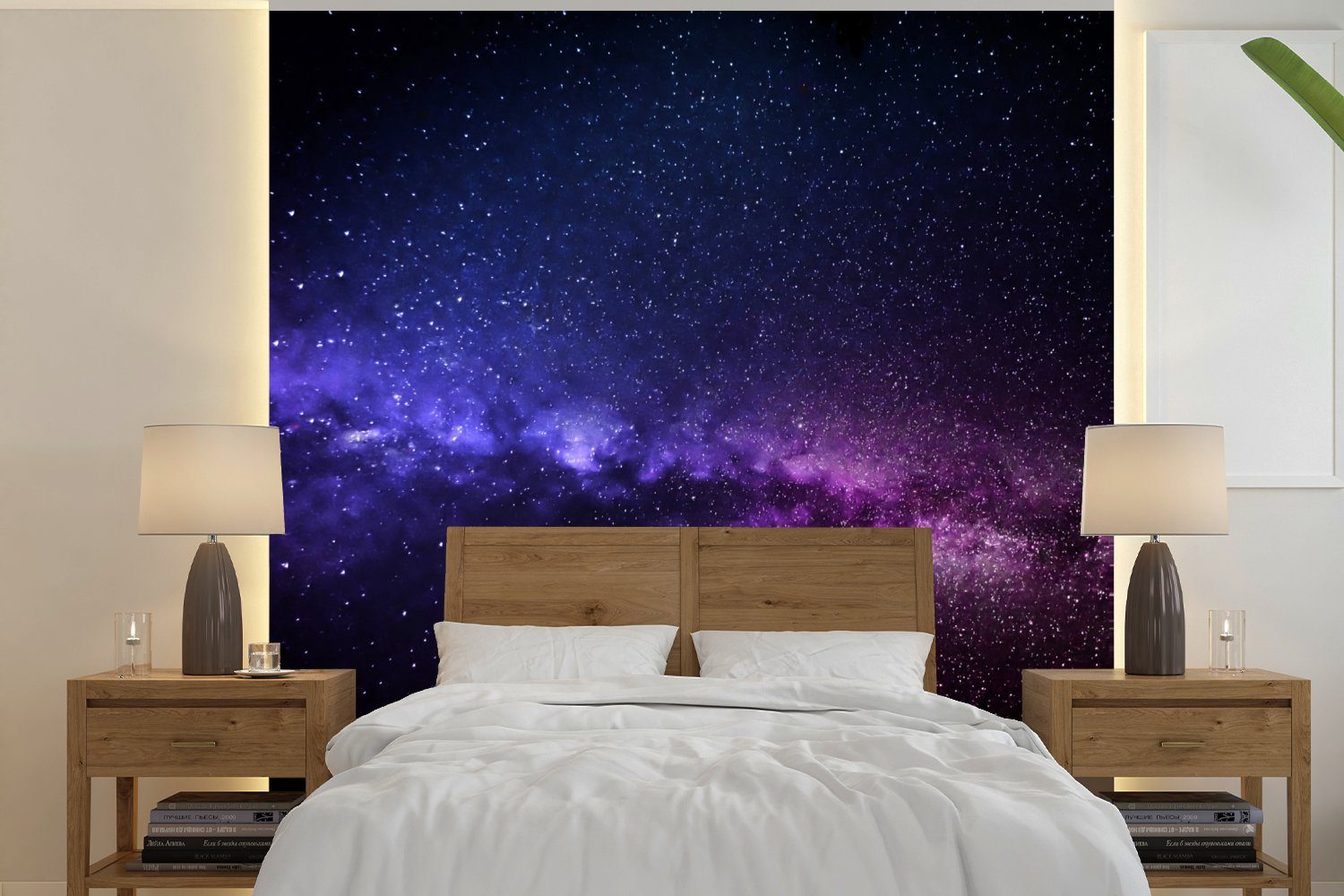 MuchoWow Fototapete Sternenhimmel - Nacht - Weltraum, Matt, bedruckt, (5 St), Vinyl Tapete für Wohnzimmer oder Schlafzimmer, Wandtapete