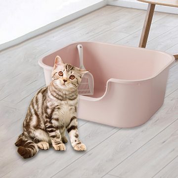 DOPWii Katzentoilette Halboffene Katzentoilette mit hohem Rand spritzwassergeschützte, Katzentoilette für kleine und große Katzen