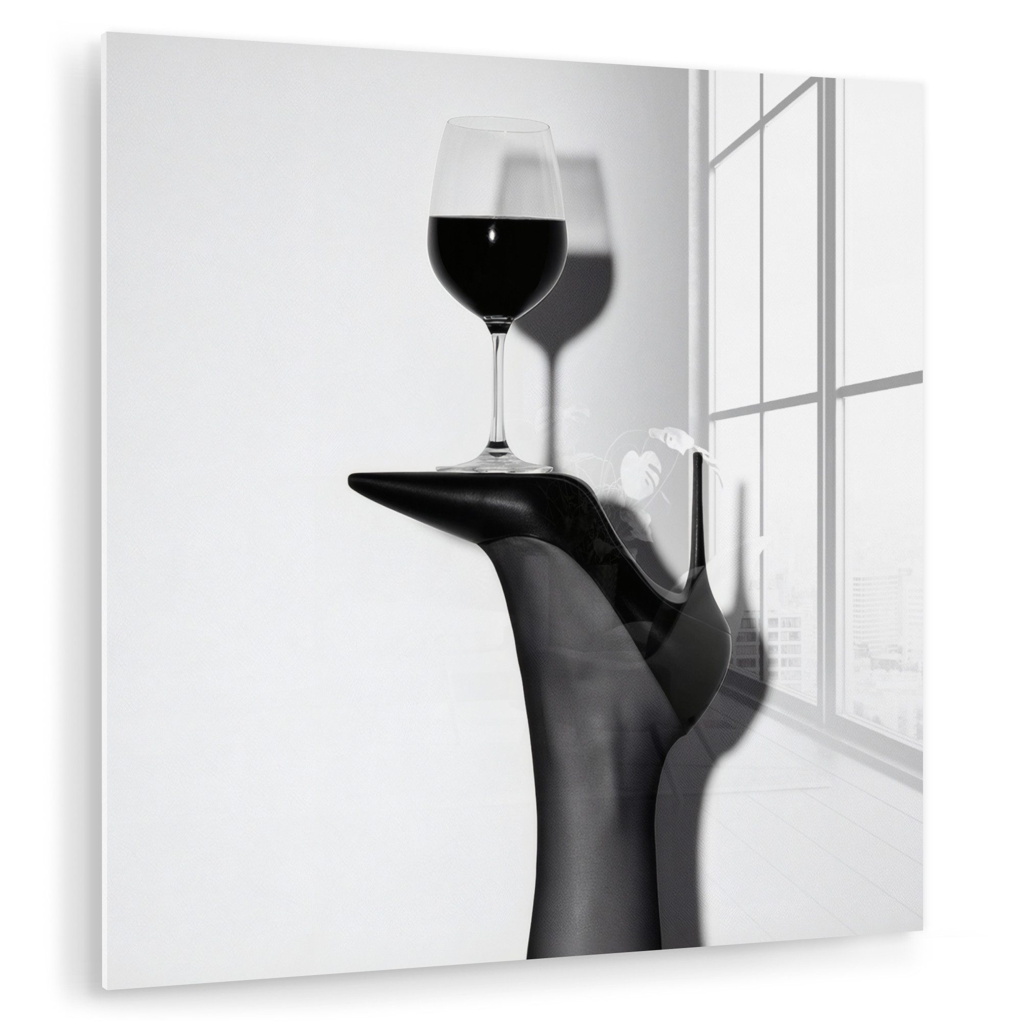 MuchoWow Acrylglasbild Absatz - Wein - Minimalistisch - Schwarz, Inkl. Aufh günstig online kaufen