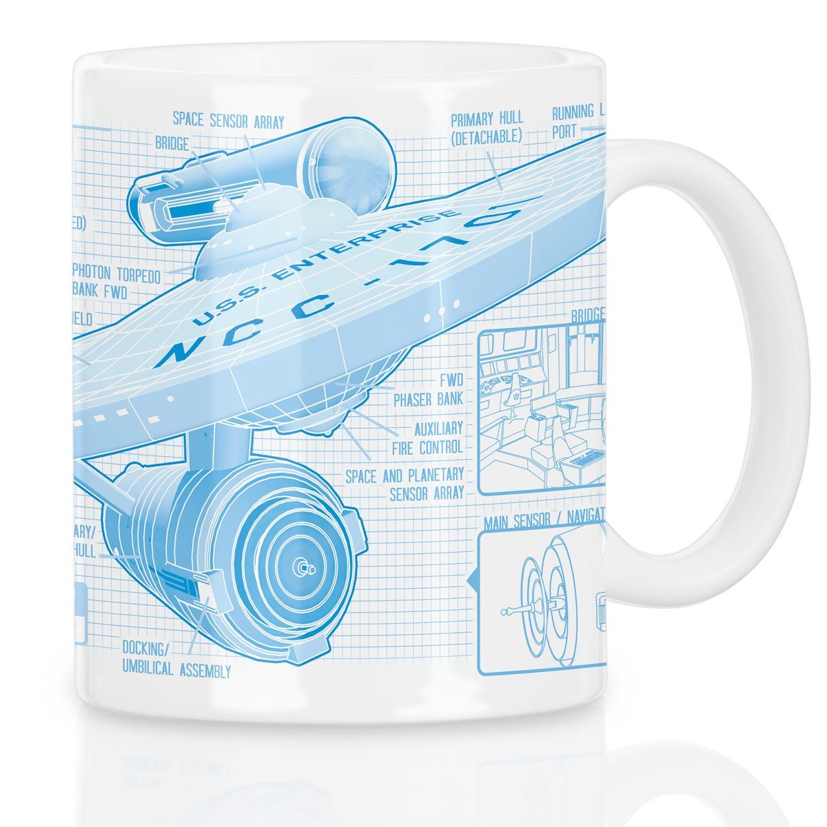 style3 Tasse, Keramik, NCC-1701 Blaupause Kaffeebecher Tasse star trek trekkie enterprise raumschiff christopher pike