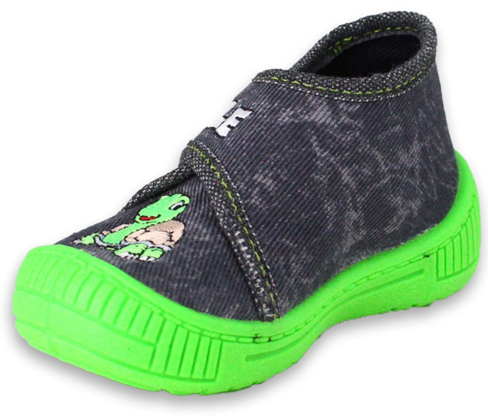 Beck Kleinkind Hausschuh Turtle Hausschuh (Leder-Decksohle, atmungsaktive Materialien) mit Klettverschluß, rutschfeste Laufsohle