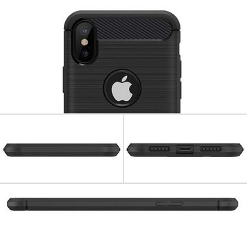 CoolGadget Handyhülle Carbon Handy Hülle für Apple iPhone X, iPhone XS 5,8 Zoll, robuste Telefonhülle Case Schutzhülle für iPhone X / XS Hülle
