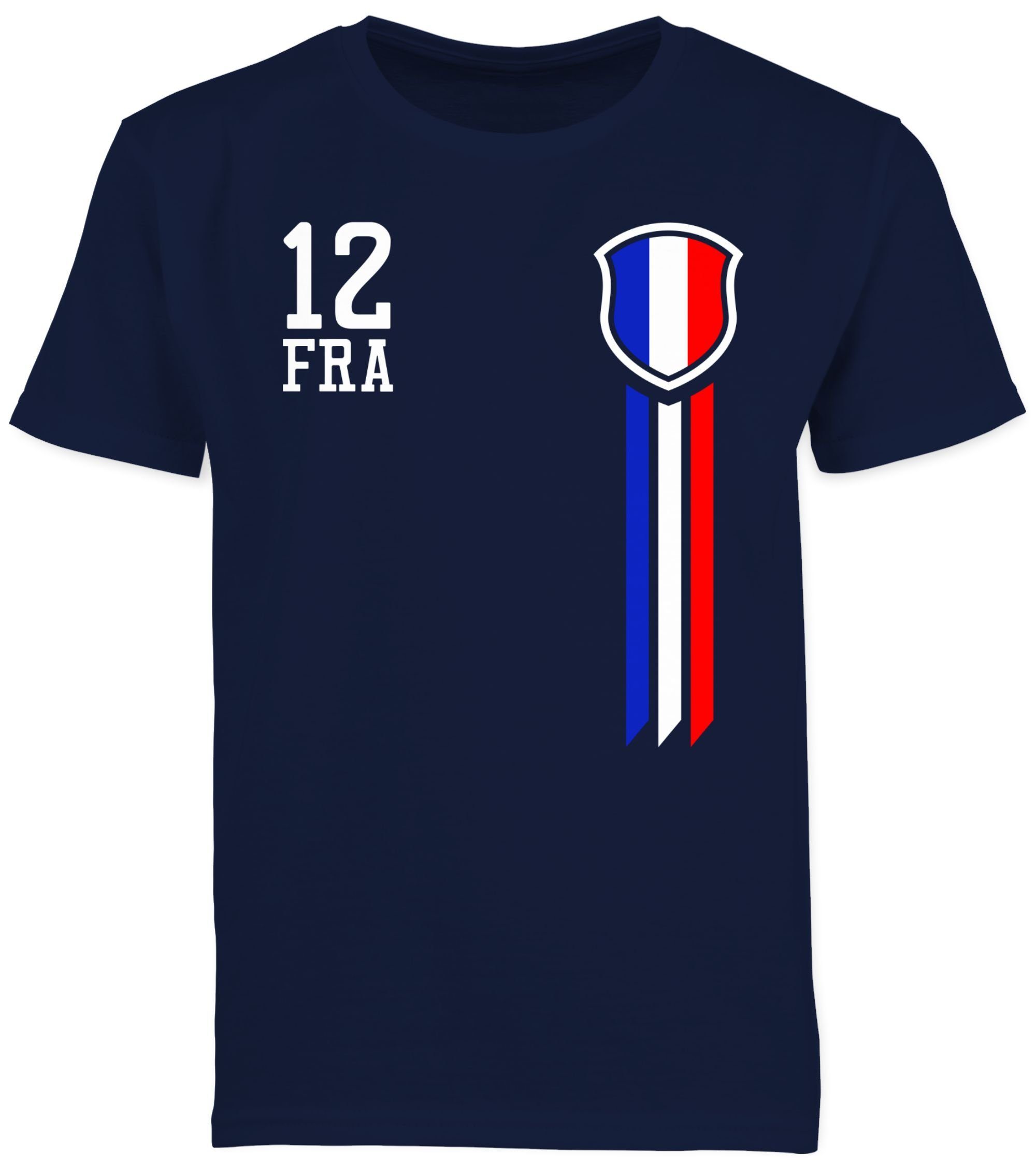 Dunkelblau Fanshirt Kinder T-Shirt Mann 1 Shirtracer Frankreich 12. EM Fussball 2024