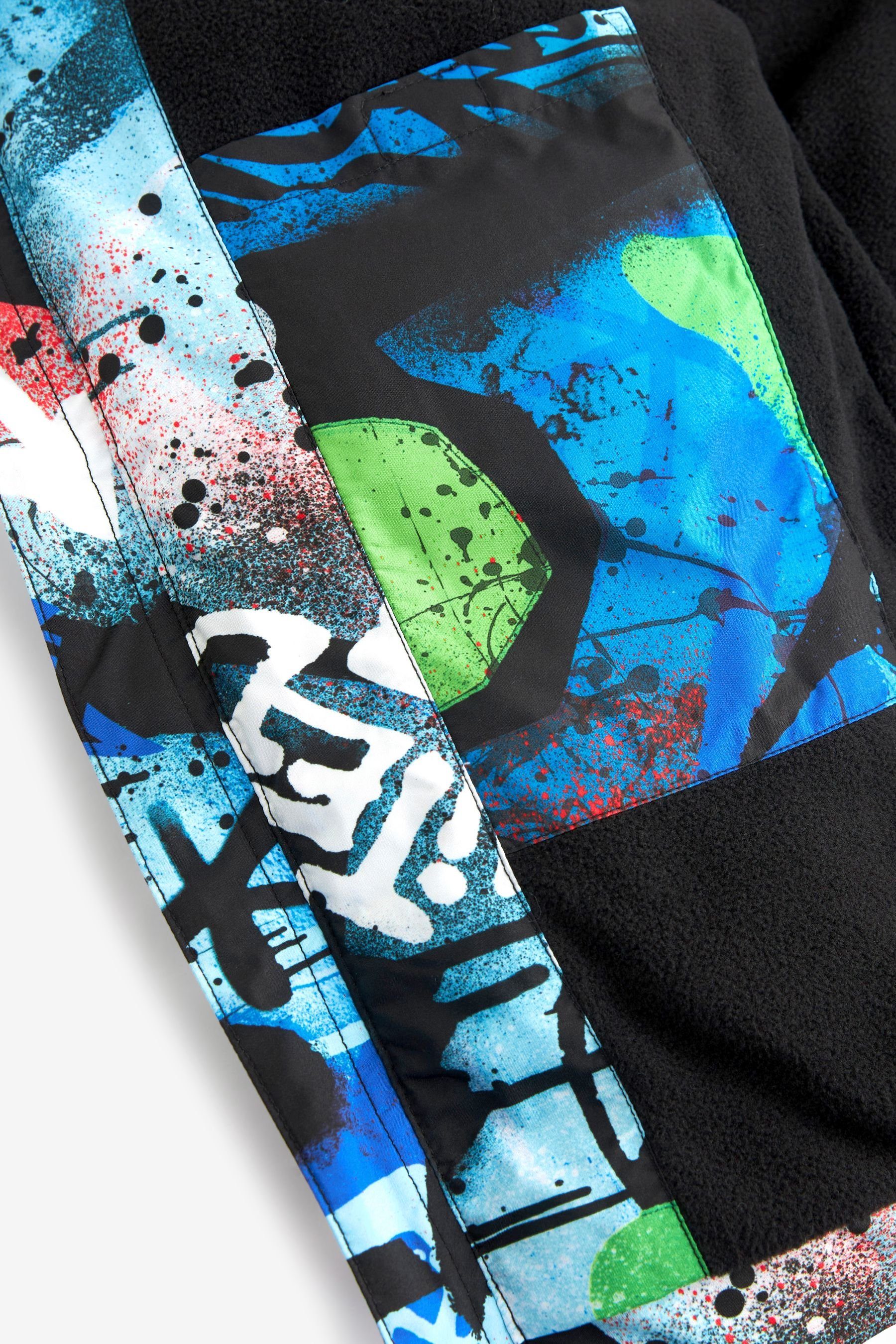 Print Steppmantel Next Graffiti (1-St) Wattierter Steppjacke Blue