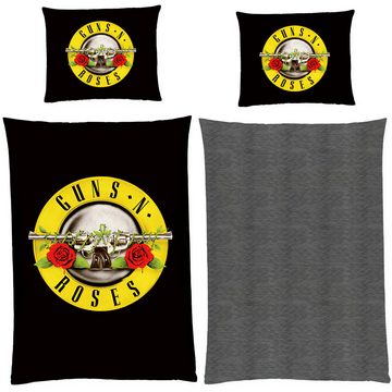 Wendebettwäsche Guns N’ Roses Bettwäsche Schwarz Linon / Renforcé, BERONAGE, 100% Baumwolle, 2 teilig, 135x200 + 80x80 cm