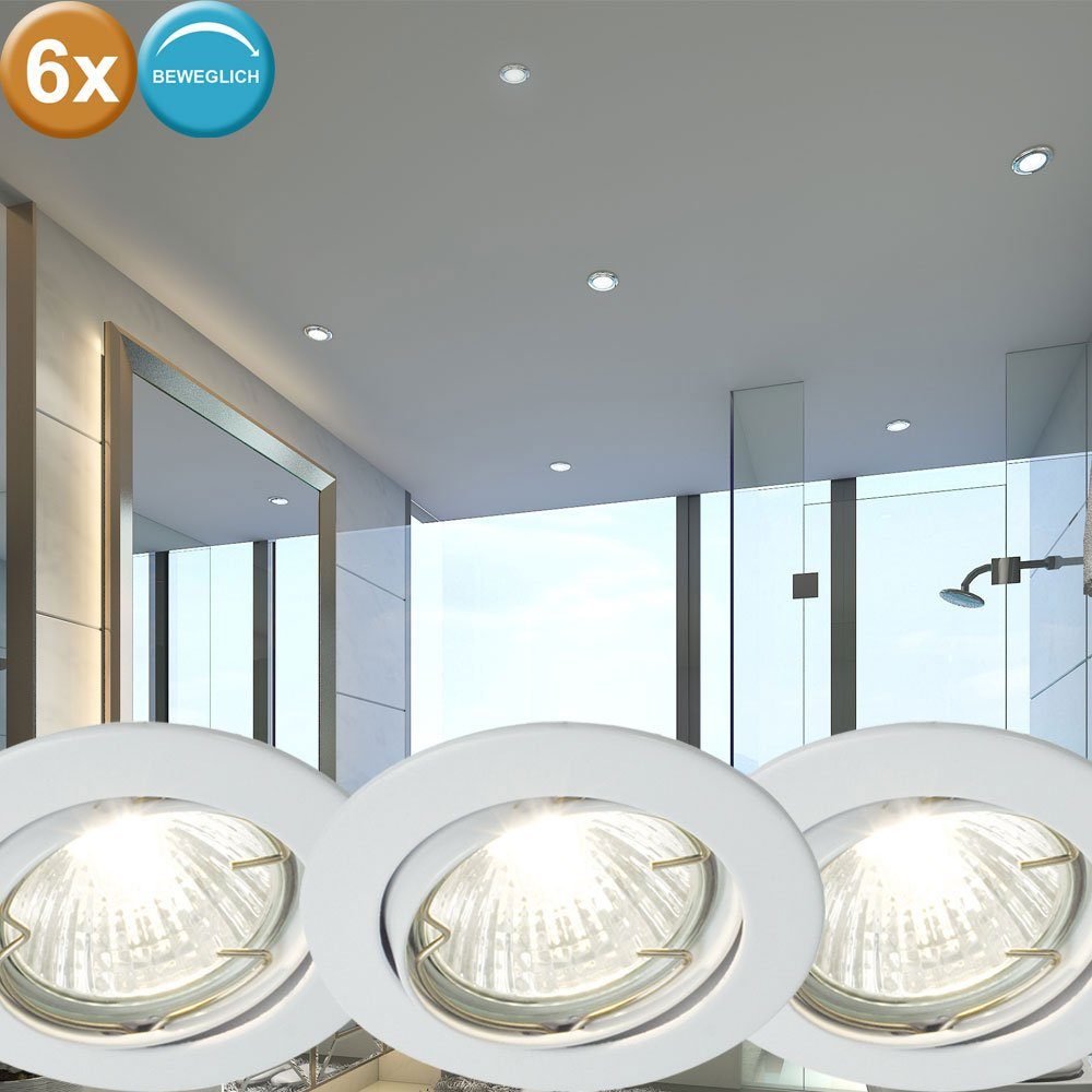 etc-shop LED Einbaustrahler, Leuchtmittel inklusive, Warmweiß, 6er Set Decken Einbau Lampen Arbeits Zimmer Beleuchtung Büro Strahler