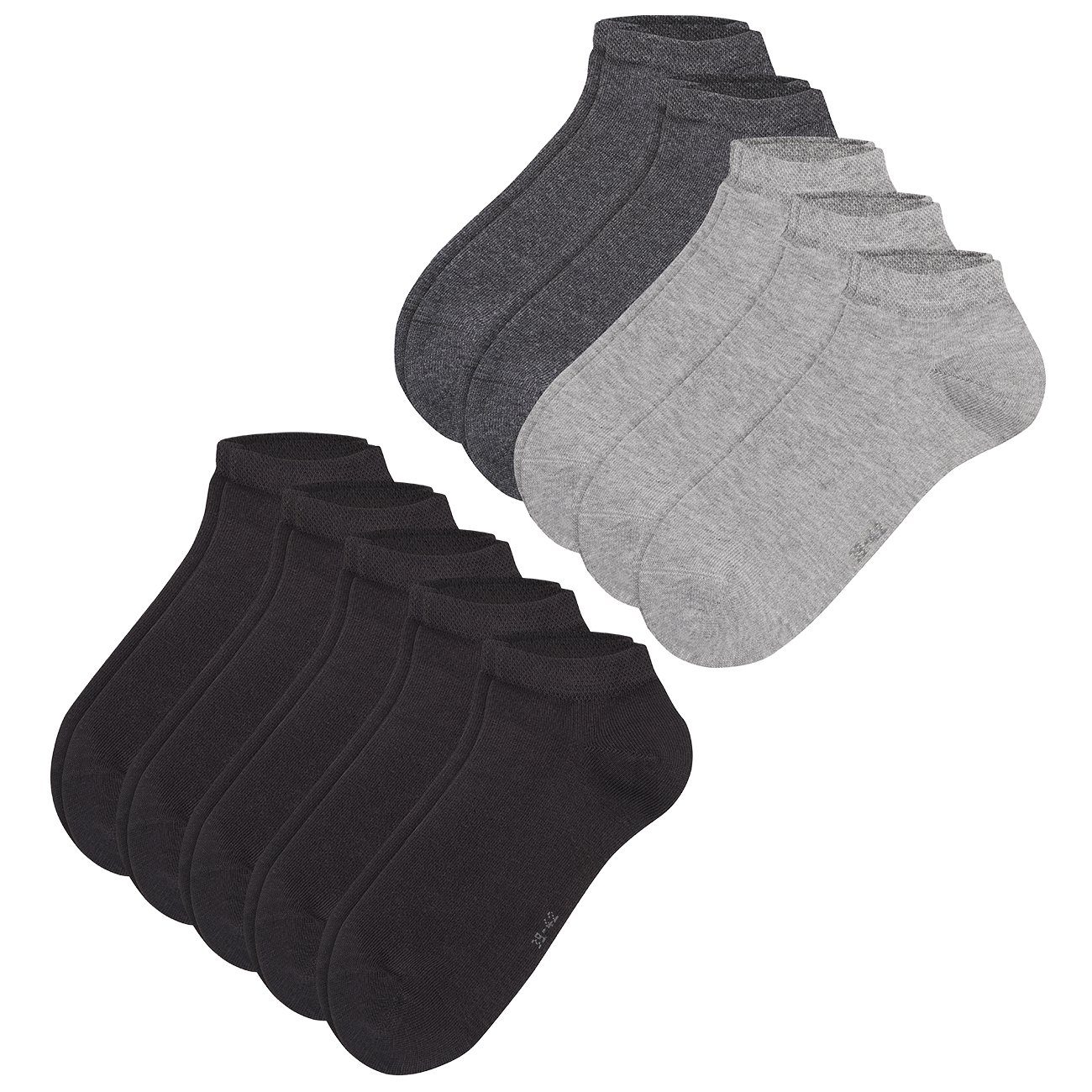 20er 10er Red & (9300) Camano Light Pack (10-Paar) im Melange Black Baumwollmix 15er 10er Sneaker aus Grey Sneakersocken Multipack (9999) Unisex