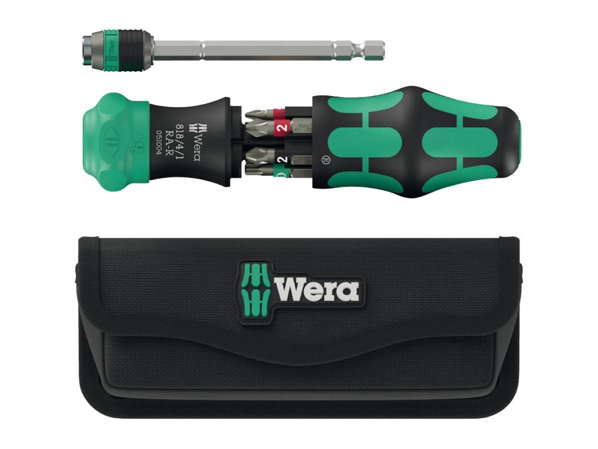 Wera Schraubendreher Kraftform Kompakt 20 RA-R mit Tasche, (Set), im Griff integrierte Ratsche, Farbkennzeichnung, inkl. Gürteltasche